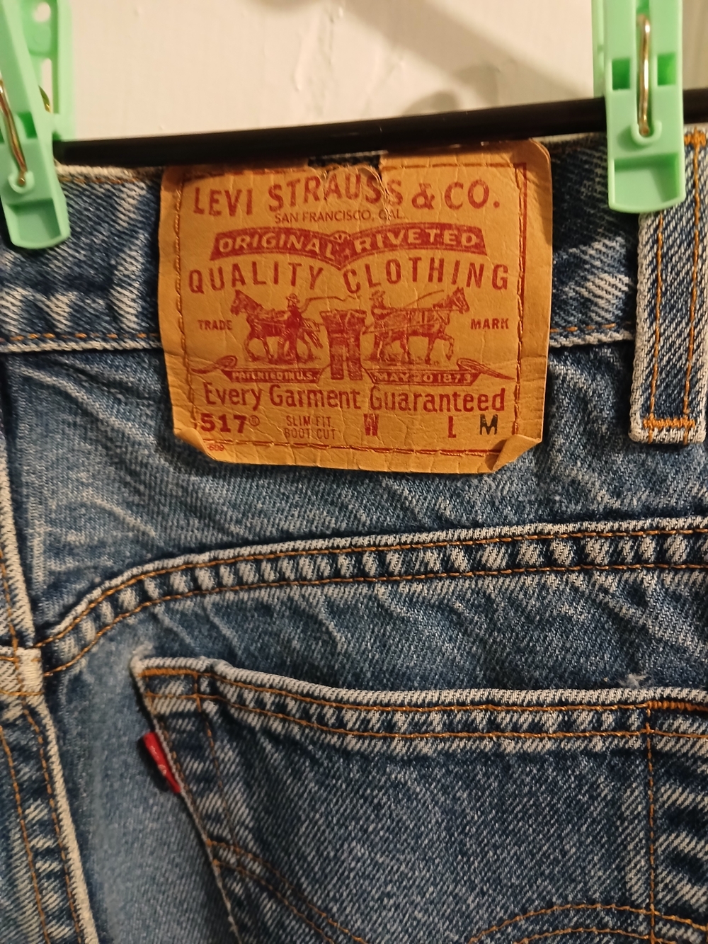 Levi's 517 Slim Fit 7 Juniors Boot Cut Jeans-Blue with Orange Stitching Vintage - Picture 7 of 16